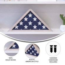 Load image into Gallery viewer, Whitewashed Memorial Flag Display Case - Solid Wood Military Flag Display Case
