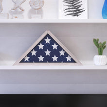 Load image into Gallery viewer, Whitewashed Memorial Flag Display Case - Solid Wood Military Flag Display Case
