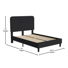 Load image into Gallery viewer, Charcoal Full Fabric Upholstered Platform Bed - Headboard with Rounded Edges
