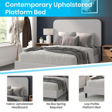 Load image into Gallery viewer, Light Grey Full Fabric Upholstered Platform Bed - Headboard with Rounded Edges
