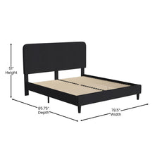 Load image into Gallery viewer, Charcoal King Fabric Upholstered Platform Bed - Headboard with Rounded Edges
