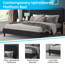 Load image into Gallery viewer, Charcoal King Fabric Upholstered Platform Bed - Headboard with Rounded Edges
