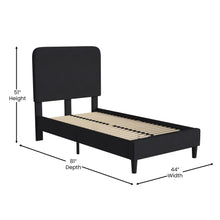 Load image into Gallery viewer, Charcoal Twin Fabric Upholstered Platform Bed - Headboard with Rounded Edges
