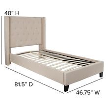 Load image into Gallery viewer, Twin Size Tufted Upholstered Platform Bed in Beige Fabric

