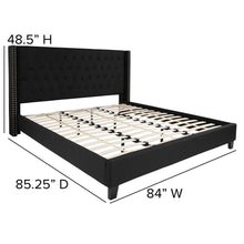 Load image into Gallery viewer, King Size Tufted Upholstered Platform Bed in Black Fabric
