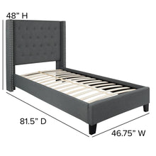 Load image into Gallery viewer, Twin Size Tufted Upholstered Platform Bed in Dark Gray Fabric
