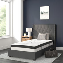 Load image into Gallery viewer, Twin Size Tufted Upholstered Platform Bed in Dark Gray Fabric
