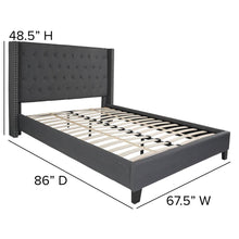 Load image into Gallery viewer, Queen Size Tufted Upholstered Platform Bed in Dark Gray Fabric
