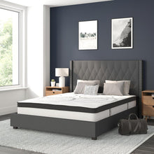 Load image into Gallery viewer, Queen Size Tufted Upholstered Platform Bed in Dark Gray Fabric

