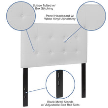 Load image into Gallery viewer, Tufted Upholstered Twin Size Headboard in White Vinyl
