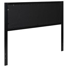Load image into Gallery viewer, Metal Upholstered Queen Size Headboard in Black Fabric
