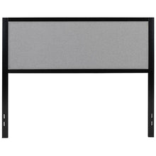 Load image into Gallery viewer, Metal Upholstered Queen Size Headboard in Light Gray Fabric
