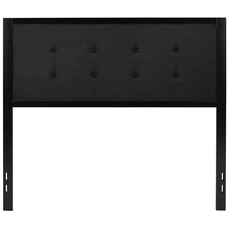 Metal Tufted Upholstered Full Size Headboard in Black Fabric