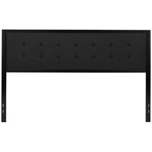 Load image into Gallery viewer, Metal Tufted Upholstered King Size Headboard in Black Fabric
