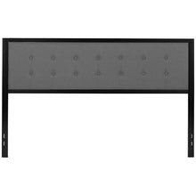 Load image into Gallery viewer, Metal Tufted Upholstered King Size Headboard in Dark Gray Fabric
