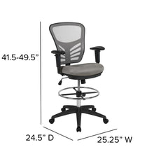 Load image into Gallery viewer, Mid-Back Light Gray Mesh Drafting Chair and Black Frame
