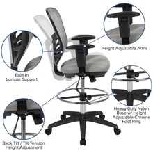 Load image into Gallery viewer, Mid-Back Light Gray Mesh Drafting Chair and Black Frame
