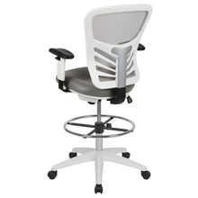 Load image into Gallery viewer, Mid-Back Light Gray Mesh Drafting Chair and White Frame
