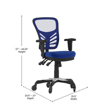 Load image into Gallery viewer, Mid-Back Blue Mesh Multifunction Executive Swivel Office Chair and Roller Wheels
