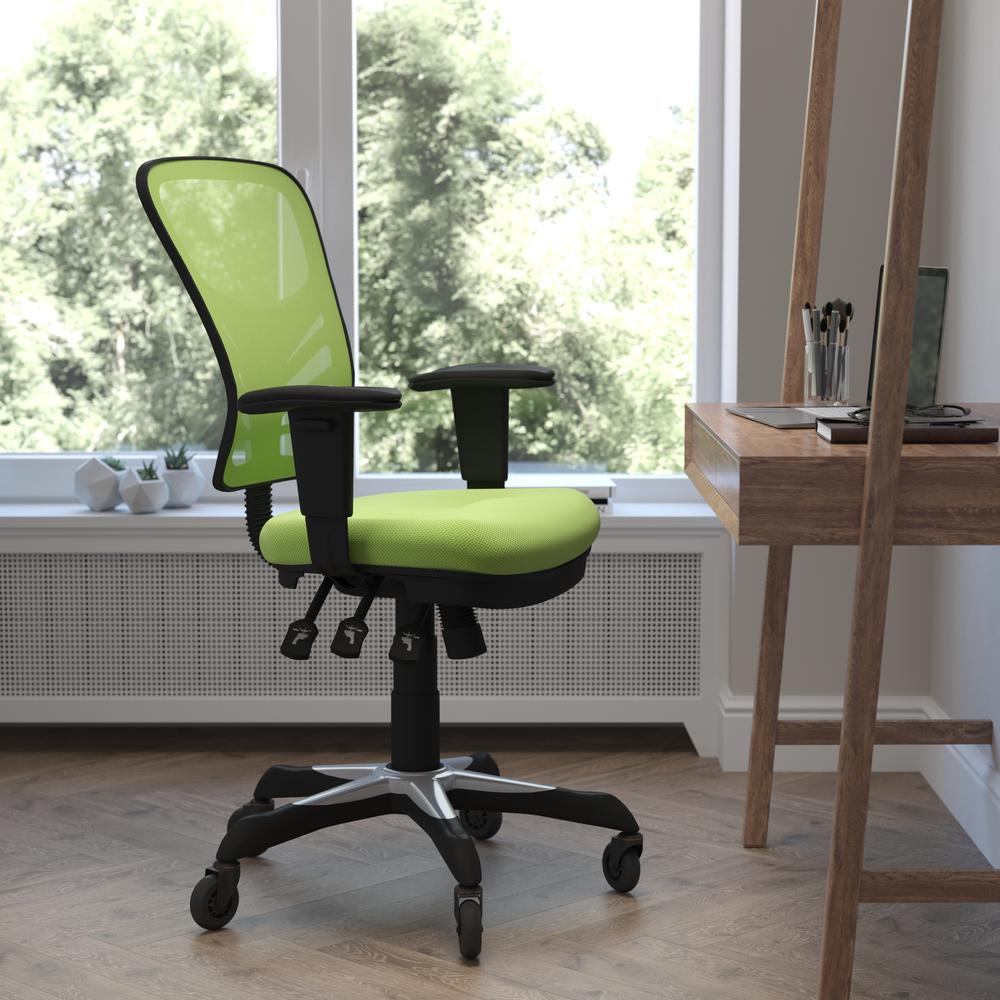 Mid-Back Green Mesh Multifunction Executive Swivel Office Chair
