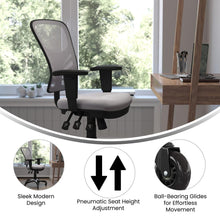 Load image into Gallery viewer, Mid-Back Gray Mesh Multifunction Executive Swivel Office Chair and Roller Wheels
