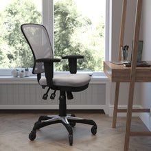 Load image into Gallery viewer, Mid-Back Gray Mesh Multifunction Executive Swivel Office Chair and Roller Wheels
