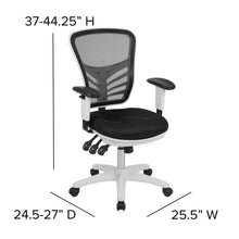 Load image into Gallery viewer, Mid-Back Black Mesh Multifunction Executive Swivel Office Chair and White Frame
