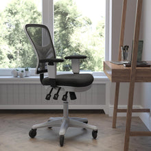 Load image into Gallery viewer, Mid-Back Black Mesh Multifunction Executive Office Chair and White Frame
