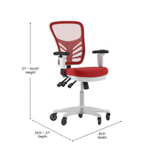 Load image into Gallery viewer, Mid-Back Red Mesh Multifunction Executive Office Chair and White Frame
