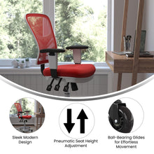Load image into Gallery viewer, Mid-Back Red Mesh Multifunction Executive Office Chair and White Frame
