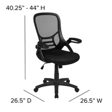 Load image into Gallery viewer, High Back Black Mesh Swivel Office Chair with Black Frame and Flip-up Arms
