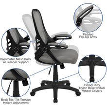 Load image into Gallery viewer, High Back Light Gray Mesh Swivel Office Chair with Black Frame and Flip-up Arms
