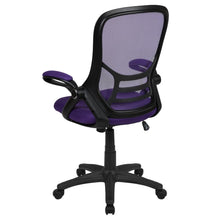 Load image into Gallery viewer, High Back Purple Mesh Swivel Office Chair with Black Frame and Flip-up Arms
