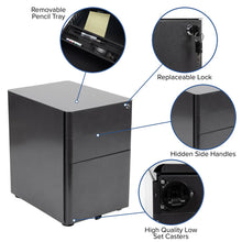 Load image into Gallery viewer, 3-Drawer Mobile Locking Filing Cabinet with Anti-Tilt Mechanism, Black
