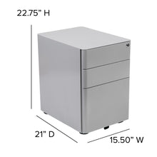 Load image into Gallery viewer, 3-Drawer Mobile Locking Filing Cabinet with Anti-Tilt Mechanism, Gray

