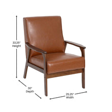 Load image into Gallery viewer, Upholstered Arm Chair with Walnut Finished Wooden Frame and Arms in Cognac
