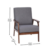 Load image into Gallery viewer, Faux Linen Upholstered Arm Chair with Walnut Finished Wooden Frame
