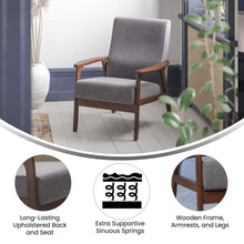 Load image into Gallery viewer, Faux Linen Upholstered Arm Chair with Walnut Finished Wooden Frame
