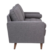 Load image into Gallery viewer, Mid-Century Sofa with Tufted Faux Linen Upholstery, Solid Wood Legs in Dark Gray
