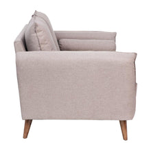 Load image into Gallery viewer, Loveseat Sofa with Faux Linen Fabric Upholstery, Solid Wood Legs in Taupe

