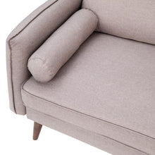 Load image into Gallery viewer, Loveseat Sofa with Faux Linen Fabric Upholstery, Solid Wood Legs in Taupe
