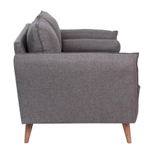 Load image into Gallery viewer, Loveseat Sofa with Faux Linen Fabric Upholstery, Solid Wood Legs in Stone Gray
