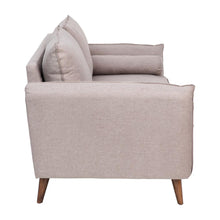 Load image into Gallery viewer, Mid-Century Sofa with Faux Linen Fabric Upholstery &amp; Solid Wood Legs in Taupe
