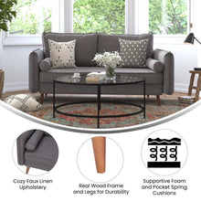 Load image into Gallery viewer, Sofa with Faux Linen Fabric Upholstery, Solid Wood Legs in Stone Gray
