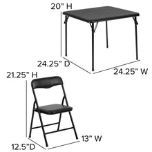 Load image into Gallery viewer, Black 3 Piece Folding Table and Chair Set
