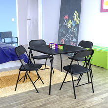 Load image into Gallery viewer, 5 Piece Black Folding Card Table and Chair Set with 4 Folding Chairs and Table
