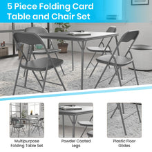 Load image into Gallery viewer, 5 Piece Gray Folding Card Table and Chair Set

