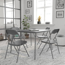 Load image into Gallery viewer, 5 Piece Gray Folding Card Table and Chair Set
