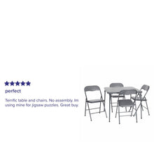 Load image into Gallery viewer, 5 Piece Gray Folding Card Table and Chair Set
