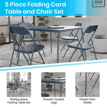 Load image into Gallery viewer, 5 Piece Navy Folding Card Table and Chair Set
